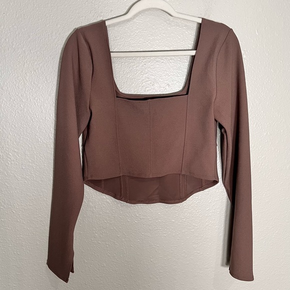 Abercrombie and Fitch Womens Long Sleeve Corset Crop Top Size Large - Picture 4 of 12